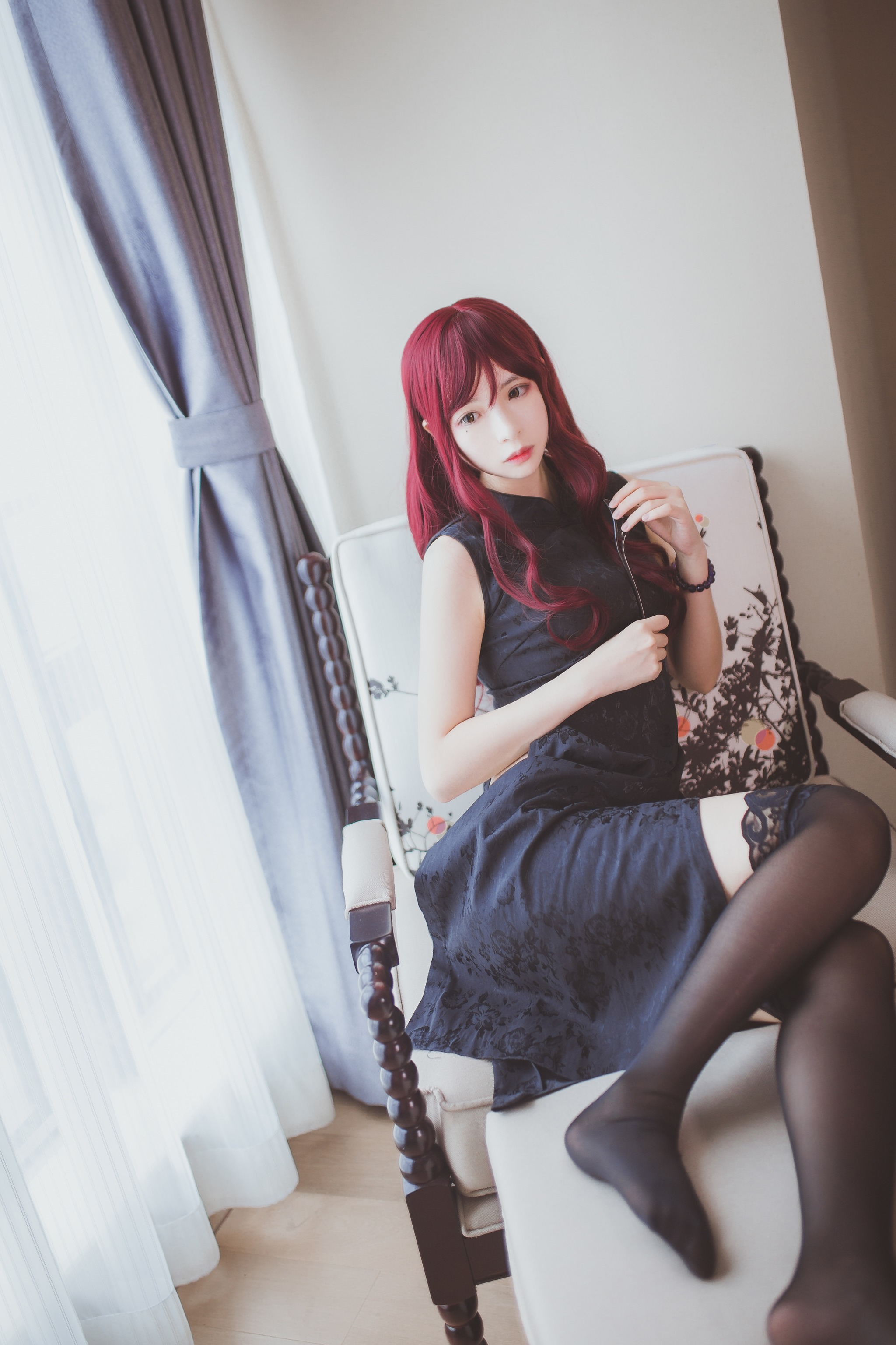 图片[1]-疯猫ss – NO.089 黑色旗袍 [31P]-XikXak